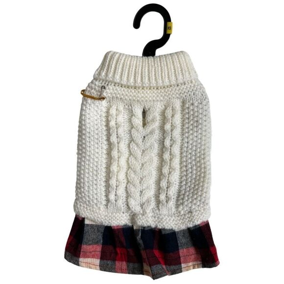 Rachel Zoe Sweater Plaid Skirted Winter Dog Outfit Red/Back Size XS - Picture 1 of 14